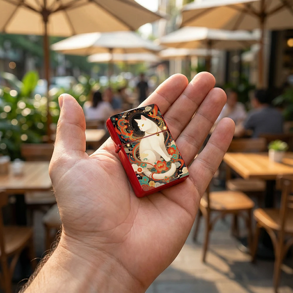 Flip Top Lighter White Cat Dra - Vintage Collectible Lighters 评论和价格