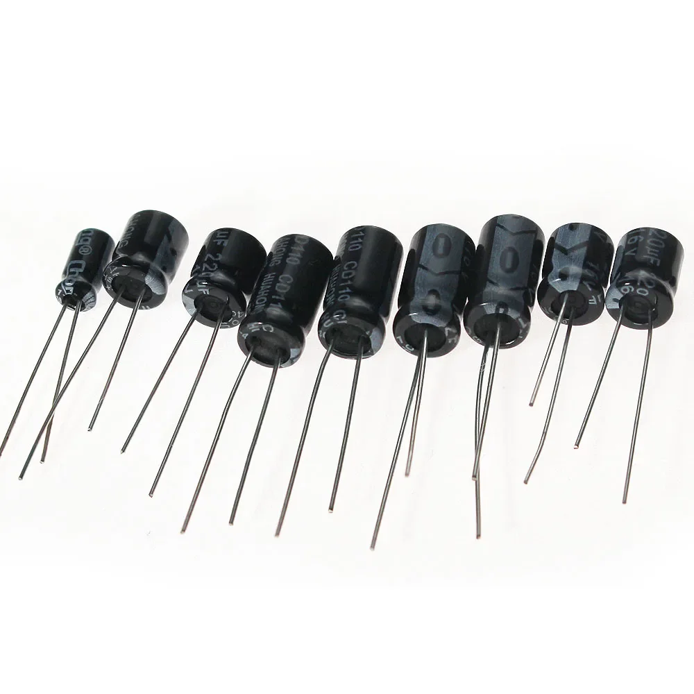 120pcs 16V 25V 50V Aluminum Electrolytic Capacitor Set Pack,12 Values*10pcs 0.22UF~470UF Capacitors Assortment Kit