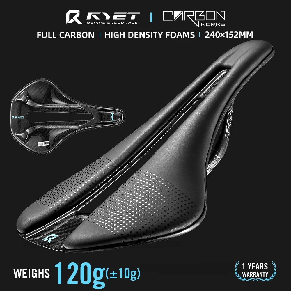 

RYET 3D Printed 155mm Full Carbon Bike Saddle 7x9 Ultralight 120g Bike Seating EVA Saddle for Triathlon Road MTB Cycling Seat