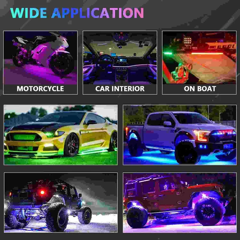 Car Underglow LED Lights, Dream Color Strip Lights With APP Control, Exterior Car Neon Accent Lights Kit Replacement