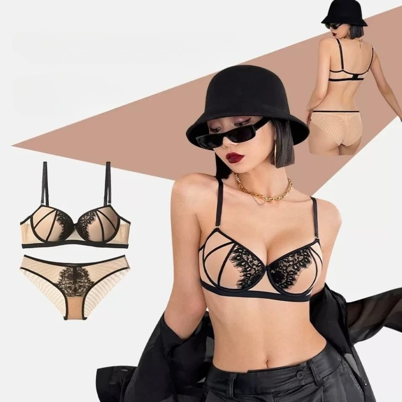 Vintage Lace Full Cup Bra Set Soft Underwire Push Up Enhancing Side Smoothing Contouring Soft Comfort Daily Intimates For Ladies