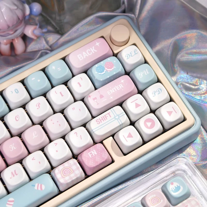 Pink Candy Theme Girls Keycaps Set PBT Sublimation MOA Profile Keycaps for Mechanical Keyboard Accessories Custom Keyboard Caps