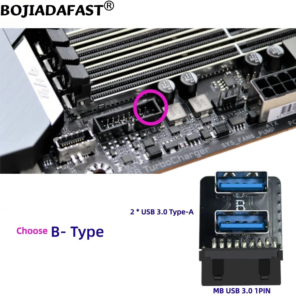 Factory New Motherboard MB 19PIN Header to 2 Ports USB 3.0 Type-A Connector Adapter Card 5Gbps