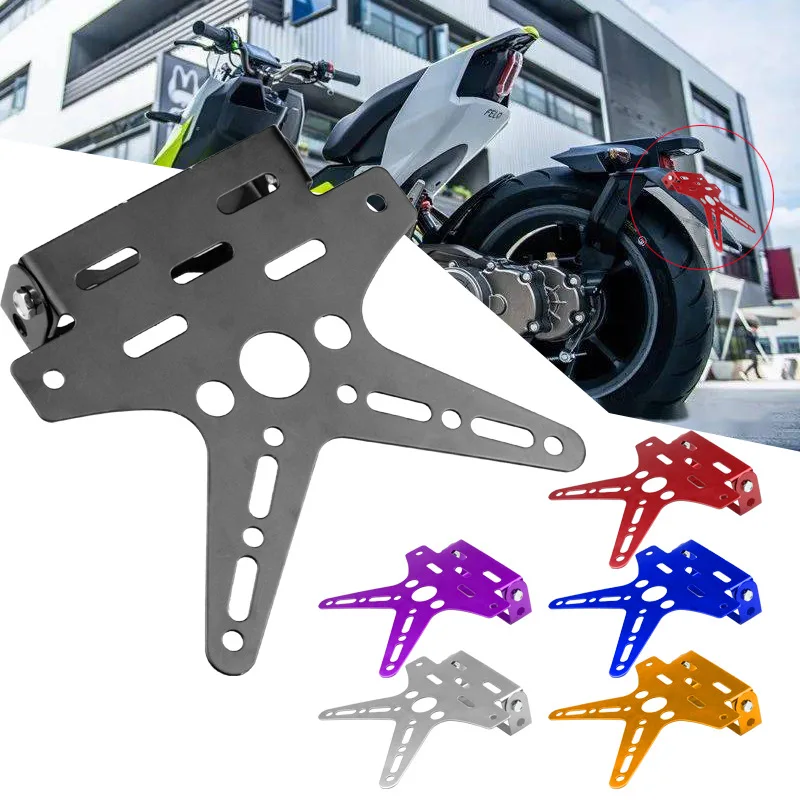 Electroplate Aluminum Alloy Motorcycle Rear License Plate Frame Motorbike Scooter Number Plate Holder 5 Colors