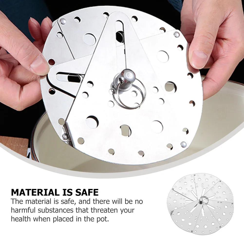 

1Pcs Anti-Spill Cover Stainless Steel Adjustable 12-22Cm Kitchen Spill Stopper Lid for Pots with Vent Holes Multifunctional