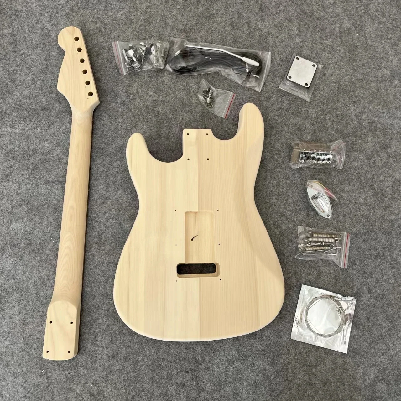 ST Electric Guitar Kit with Water Wave Stripe DIY Unfinished Basswood Body Rosewood Fingerboard Guitarra