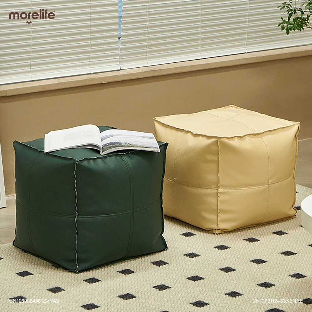 

Minimalist Living Room Faux Leather Sofa Soft Stool Shoe Changing Stool Nordic Creative Square Stool Footstool Furniture F01+