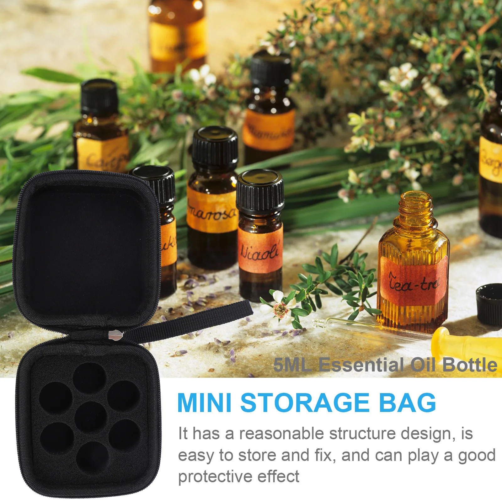 

Essential Oil Storage Box Smooth PU Material Durable Craftsmanship Travel Oils Organizer Mini Bag Storage Case