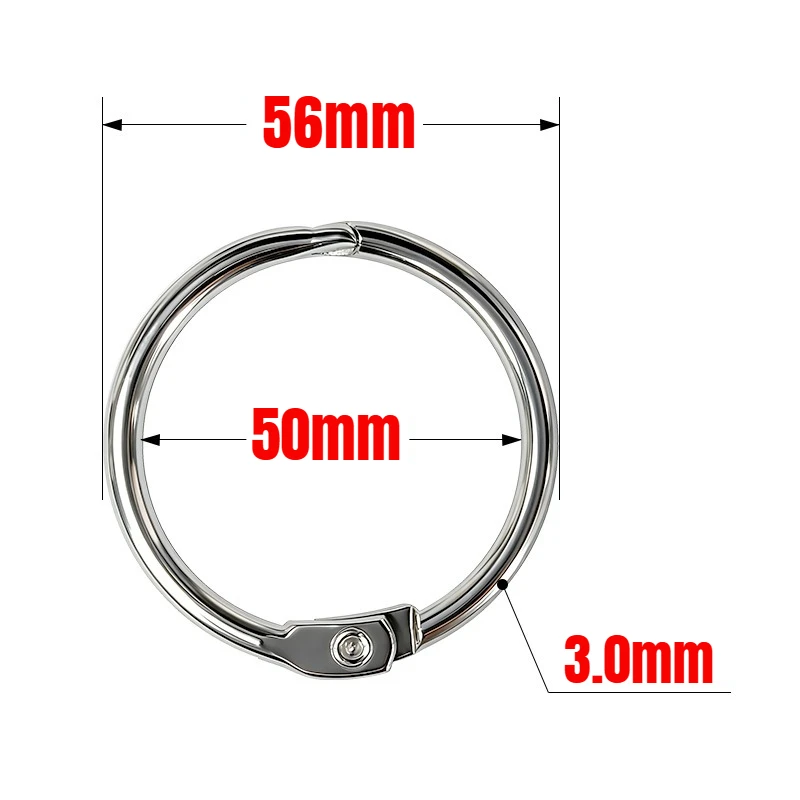 10PCS 50mm Metal Binding Rings, Easy Open Loose Leaf Rings for DIY Notebook Album Craft and Office Binding