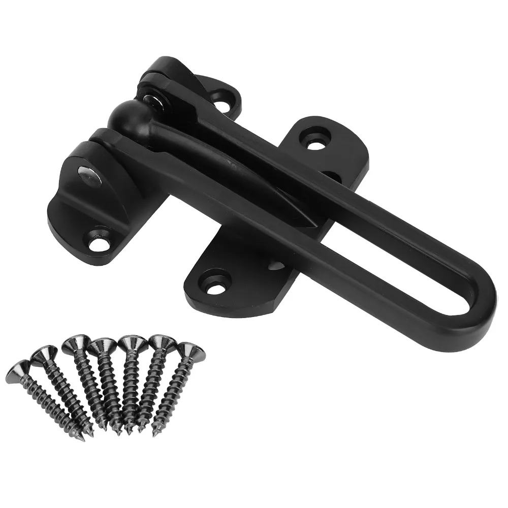Sturdy Zinc Alloy Swing Bar Door Lock Matte Black Easy Install Door Security Latch Anti-Theft Door Guard Home