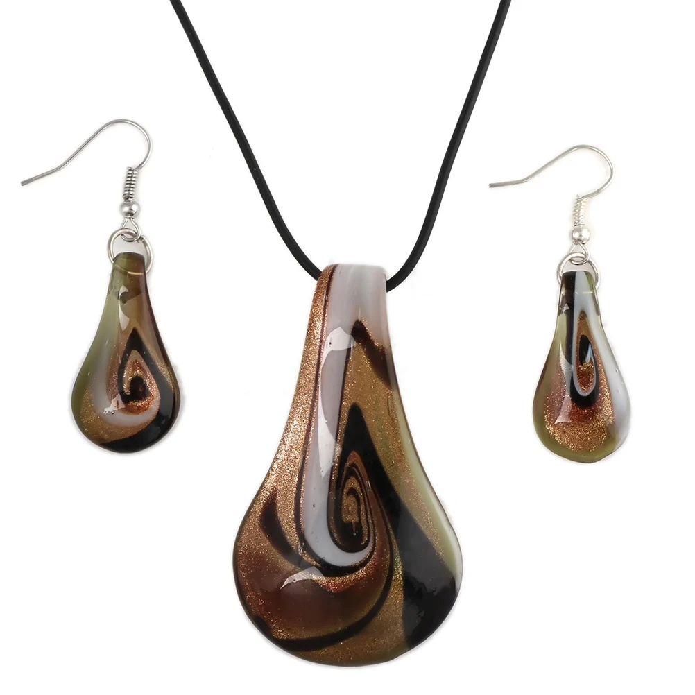 

Painted Glass Necklace Innovative and Attractive Jewelry Set Coloured Earring High Heel Dangling Earrings