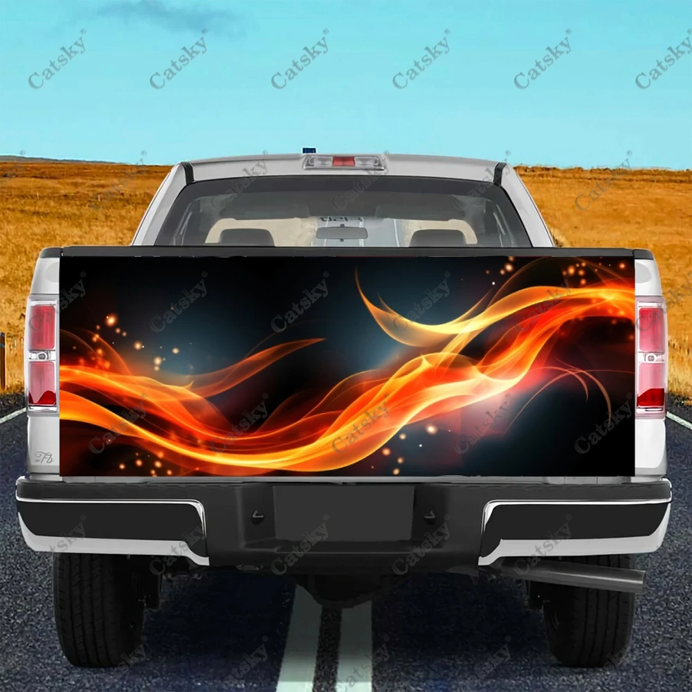 Wave Flame Truck Tailgate Wrap Professional Grade Material Universal Fit for Full Size Trucks Weatherproof