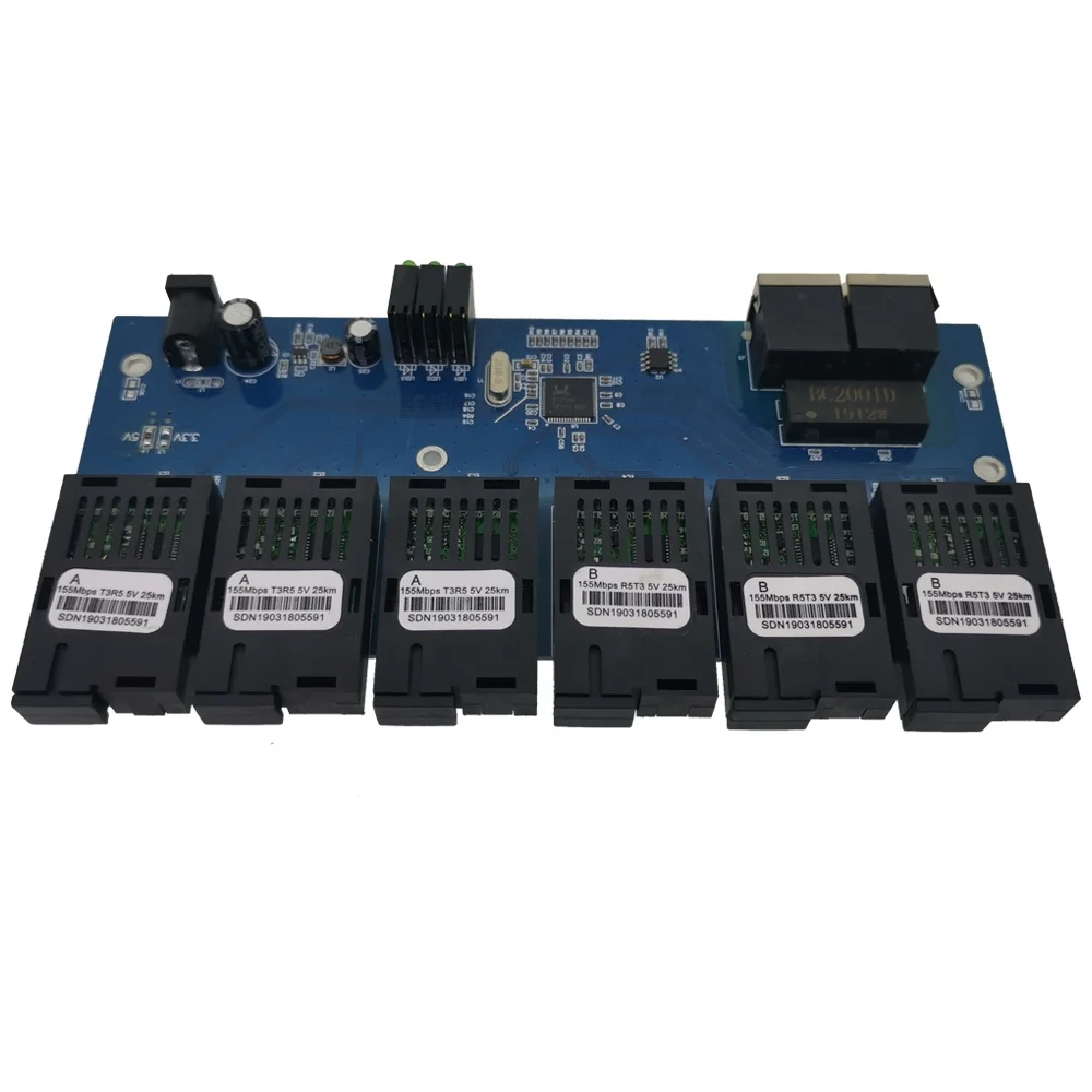 

Wanglink 6F2E 10/100 м Импульсный преобразователь Fast Ethernet 25 км Оптоволоконный медиаконвертер PCBA