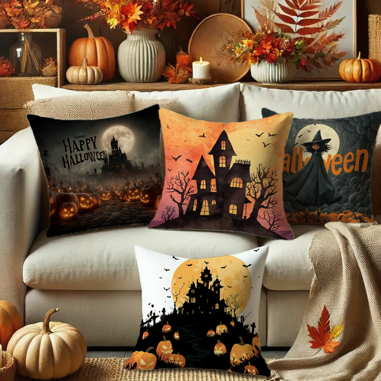 

Halloween-themed Pillow CoversSuitable for sofa car bedroom decorative cushion cover pillow cover
