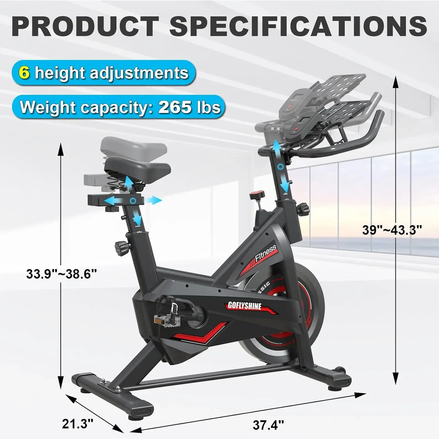 Exercise Bikes Stationary,Exercise Bike for Home Indoor Cycling Bike for Home Cardio Gym,Workout Bike with pad Mount & LCD Monit