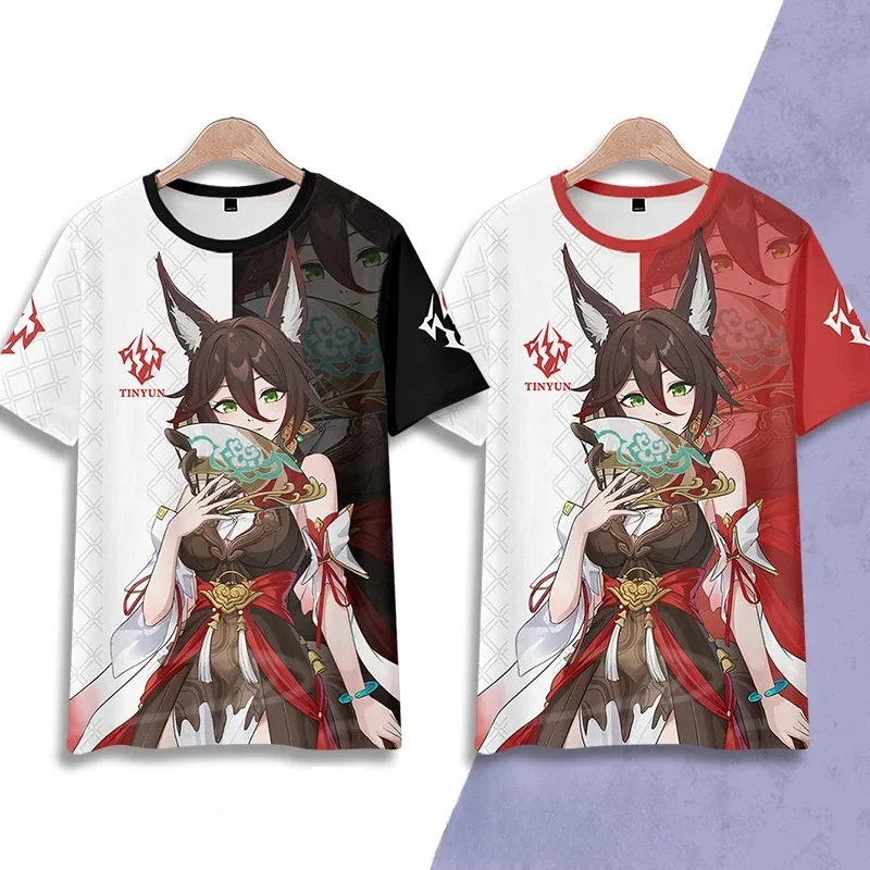 Anime Honkai Star Rail Tingyun 3D Print T Shirt Women Men Summer O-neck Short Sleeve Funny Tshirt Graphic Tees Cosplay Costume