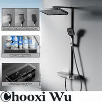 Bathroom Shower System Set with Piano Keys Intelligent Digital Display And Ambient Light for Home Use Pressurized Shower