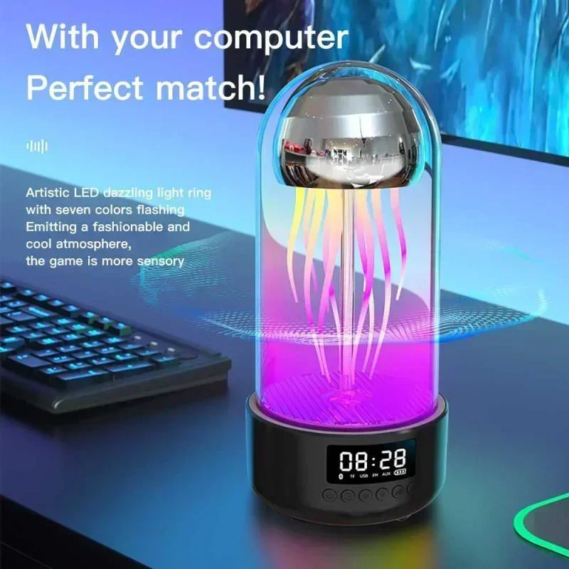 Speakers Jellyfish Lamp Bluetooth Portable Creative Color Subwoofer Speaker Smart Speaker HiFi Decorative Clock Bluetooth Stereo