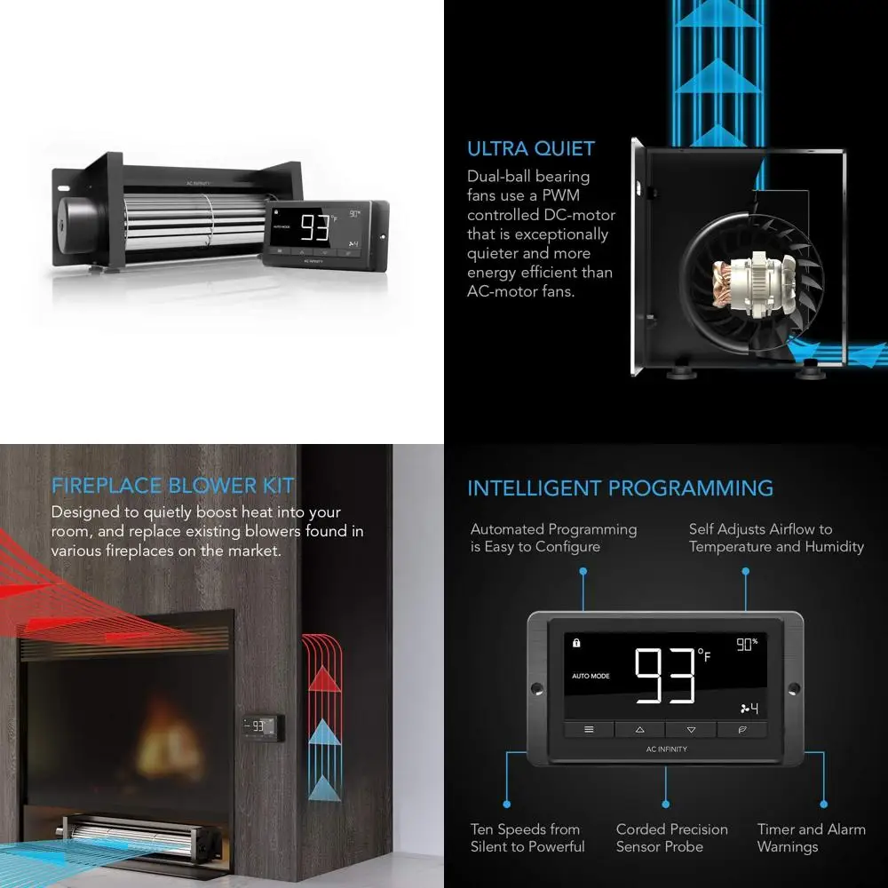 

Universal Fireplace Fan Kit T10 with Adjustable Temp & Speed Control for Lennox Compatible Models