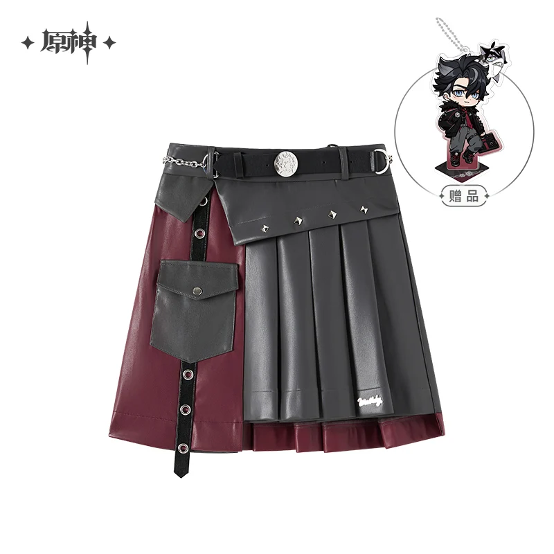 Official MiHoYo Anime Game Genshin Impact Wriothesley Cosplay Theme Impression Serie Fasihon Women PU Pleated Skirt Gifts