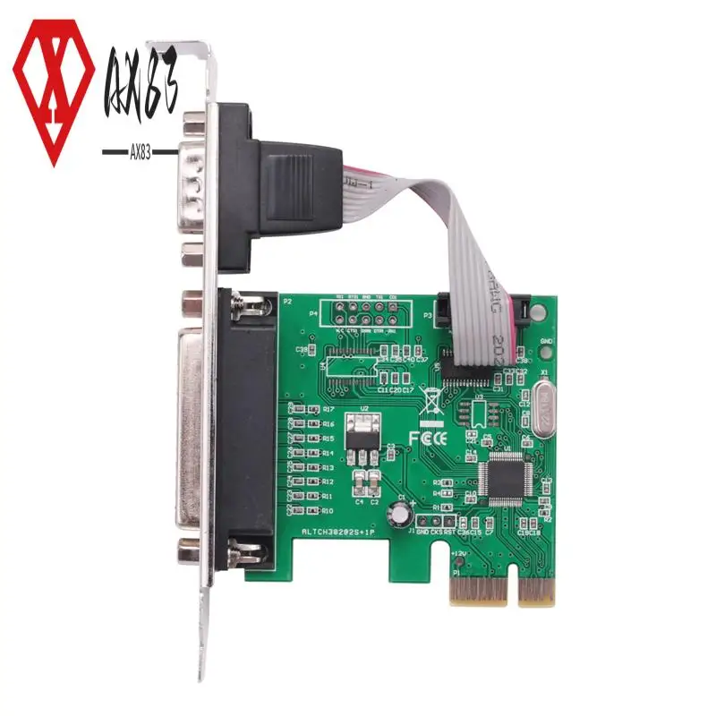 

AX83-RS232 RS-232 Serial Port COM & DB25 Printer Parallel Port LPT To PCI-E PCI Express Card Adapter Converter WCH382L Chip