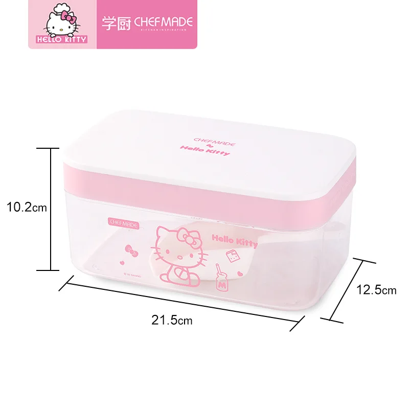 4Pcs Kawaii Hello Kitty Cartoon Food Grade Silicone Press Ice Cube Mold for Household Refrigerators Ice Making and Storage Boxes