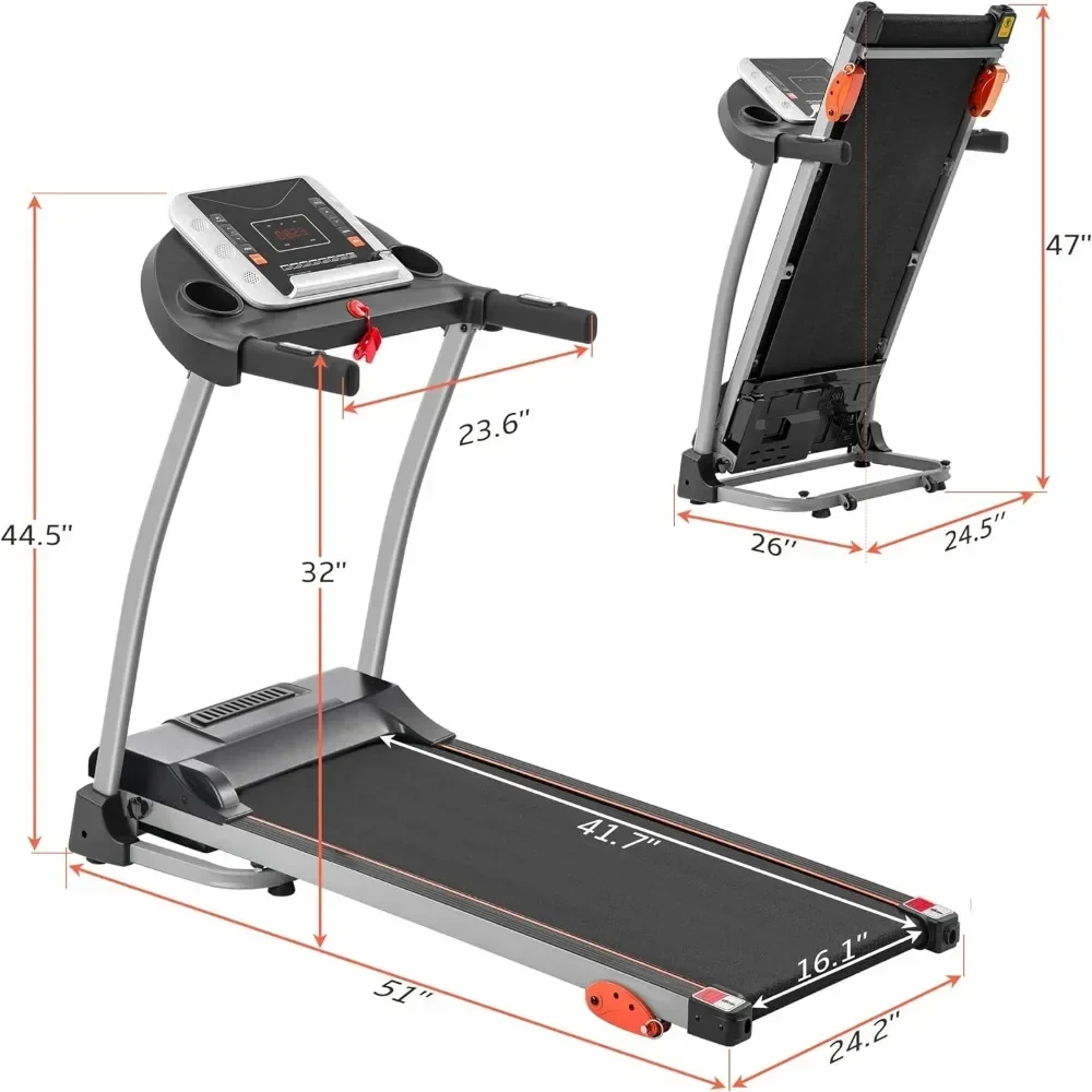 Treadmill listrik lipat, mesin lari bermotor 2.5HP dengan 12 Perset Program berat 300LBS dengan Incline