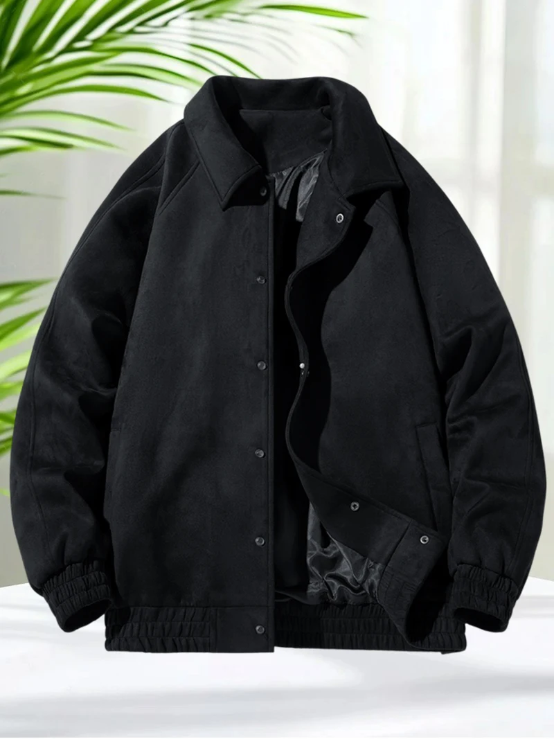 หนังนิ่มหนังแจ็คเก็ตผู้ชายฤดูใบไม้ผลิฤดูใบไม้ร่วง Turndown COLLAR เสื้อลําลองผู้ชาย PLUS ขนาด M-8XL สําหรับขนาดใหญ่และสูงเสื้อผู้ชาย