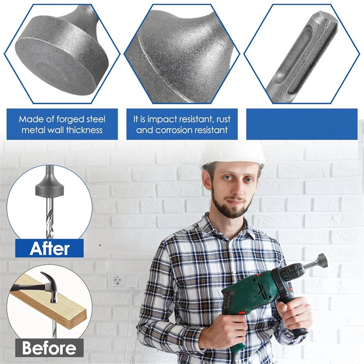 محرك قضيب أرضي AA84 SDS Plus، محرك لقمة مثقاب فولاذي مزورة شديدة التحمل، محرك قضيب أرضي مثقاب المطرقة الدوارة