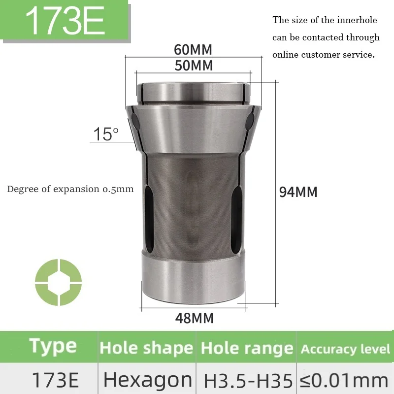 Miyano-cnc Torno Frente Push Collet Mola de Aço Mandril de Alta Precisão Redondo Quadrado Hexágono Buraco Din6343 F48 173e Din6343