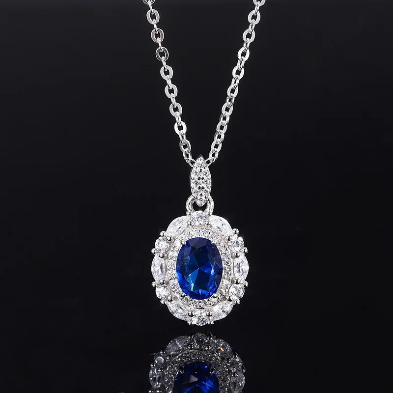 18K Gold Set with PT950 Platinum Jewelry Set, Sapphire Ring, Earrings, Pendant, Three-piece Set