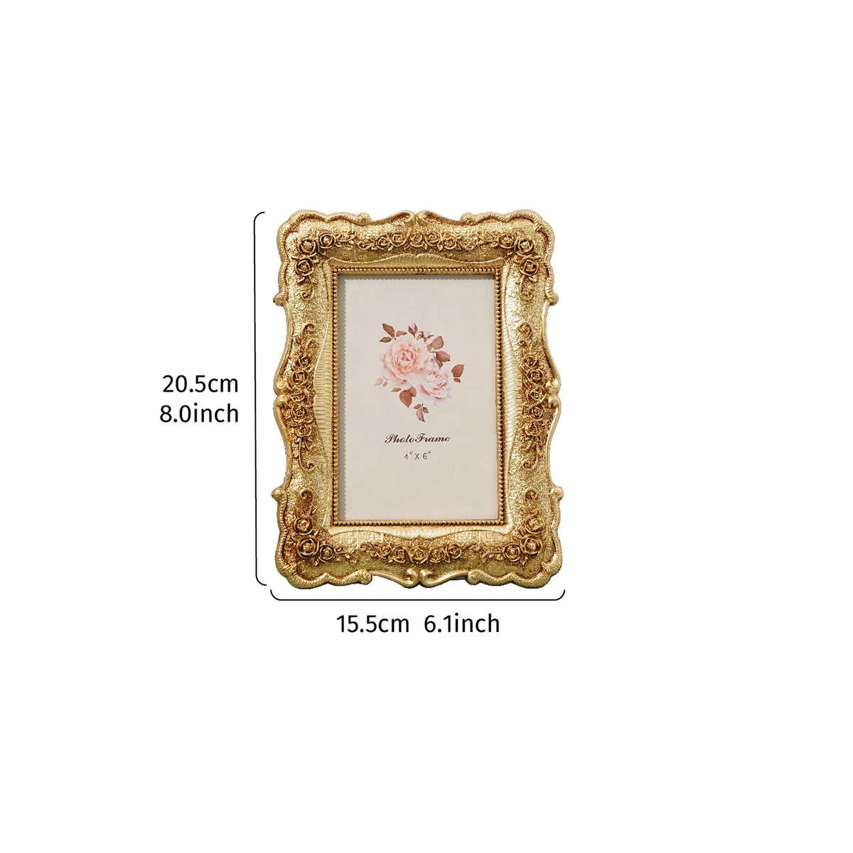 European-style Rectangular Golden Rose Relief Frame