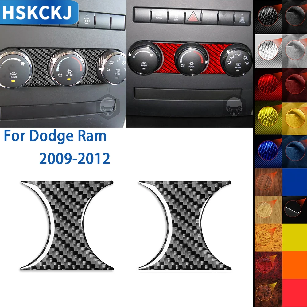 

For Dodge Ram 1500 2009-2012 Car Accessories Carbon Fiber Interior Air Conditioner AC Knob Panel Cover Trim Sticker Modification
