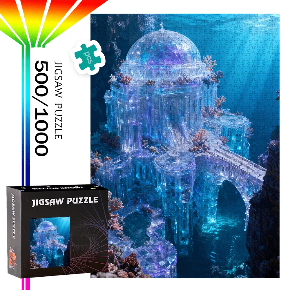 

500 шт./1000 шт. подводный замок прозрачная архитектурная головоломка | Высококачественный картонный пазл на день рождения, Хэллоуин