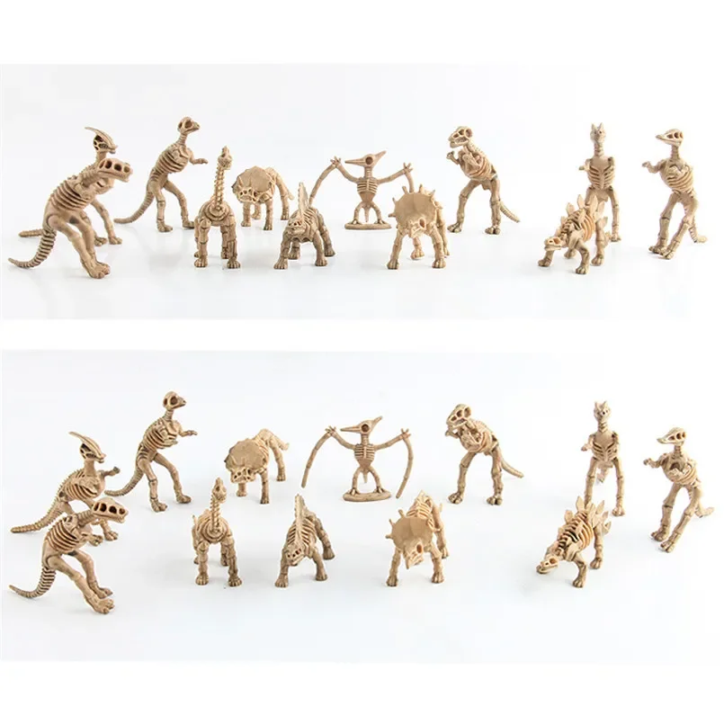 12pcs/set Dinosaur Skeleton Model Toys Fossil Skeleton Simulation Model Set Mini Action Figure for Children Birthday Boys Gifts
