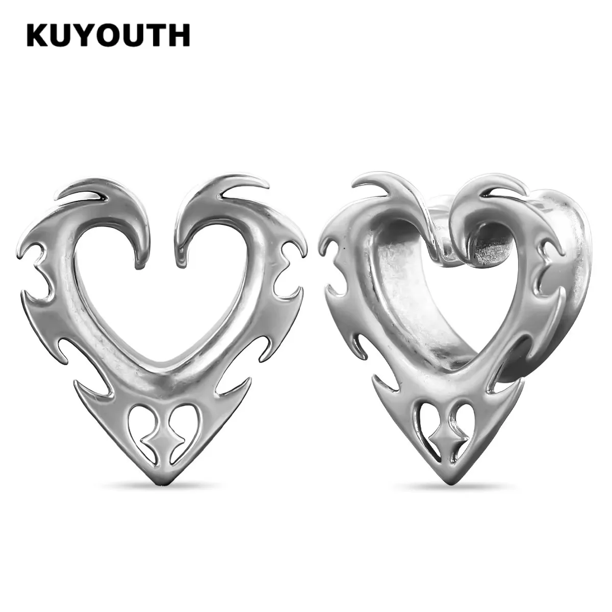 

2 шт., медные серьги-растяжки KUYOUTH в форме сердца