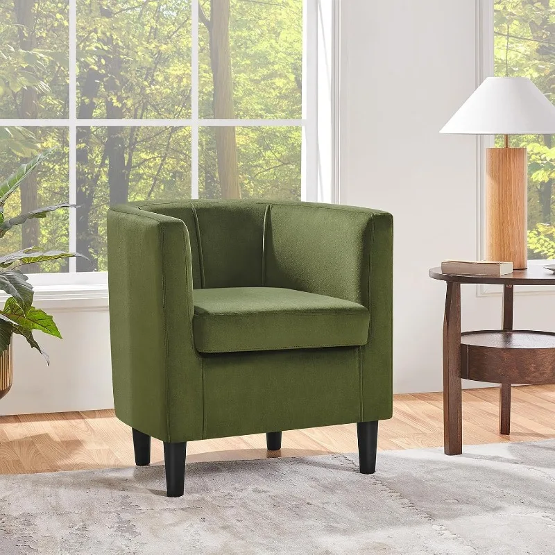 

Velvet Accent Chair, Modern and Comfortable Armchairs, Upholstered Barrel Sofa Chair for Living Room Bedroom Waiting Room