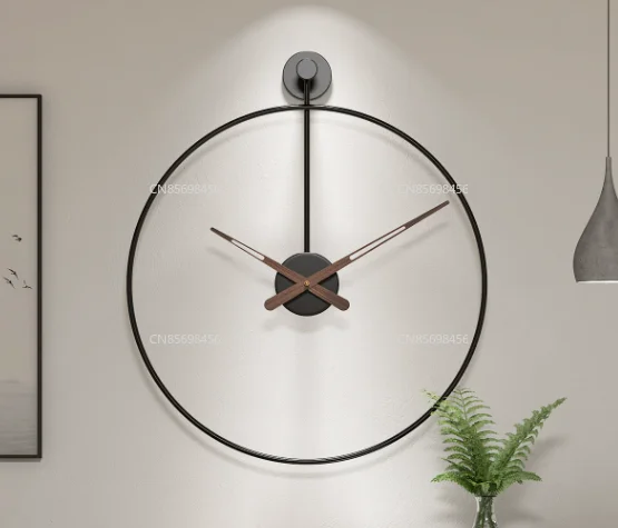 

Simple Spanish Style Wall Clock Living Room Minimalist Style Wrought Iron Clock Metal Model Room Single Ring