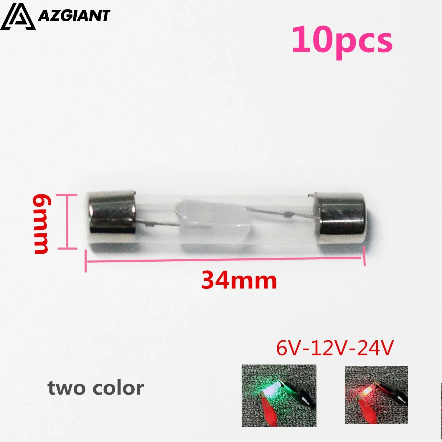 10 unids/lote 6*34mm 6,2*25,5mm bombilla para circuito de coche probador de CC 6V 12V 24V voltaje Auto vehículo medidor de luz de prueba pluma de