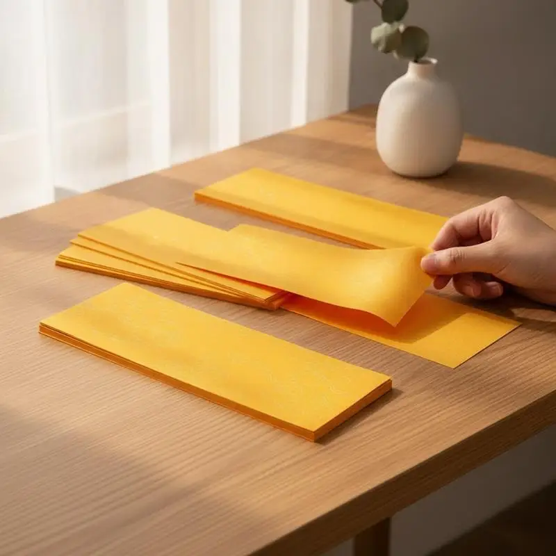100Pcs High Quality Taoist Yellow Talisman Paper with Auspicious Cloud Dragon Pattern for Spiritual Blessing Use