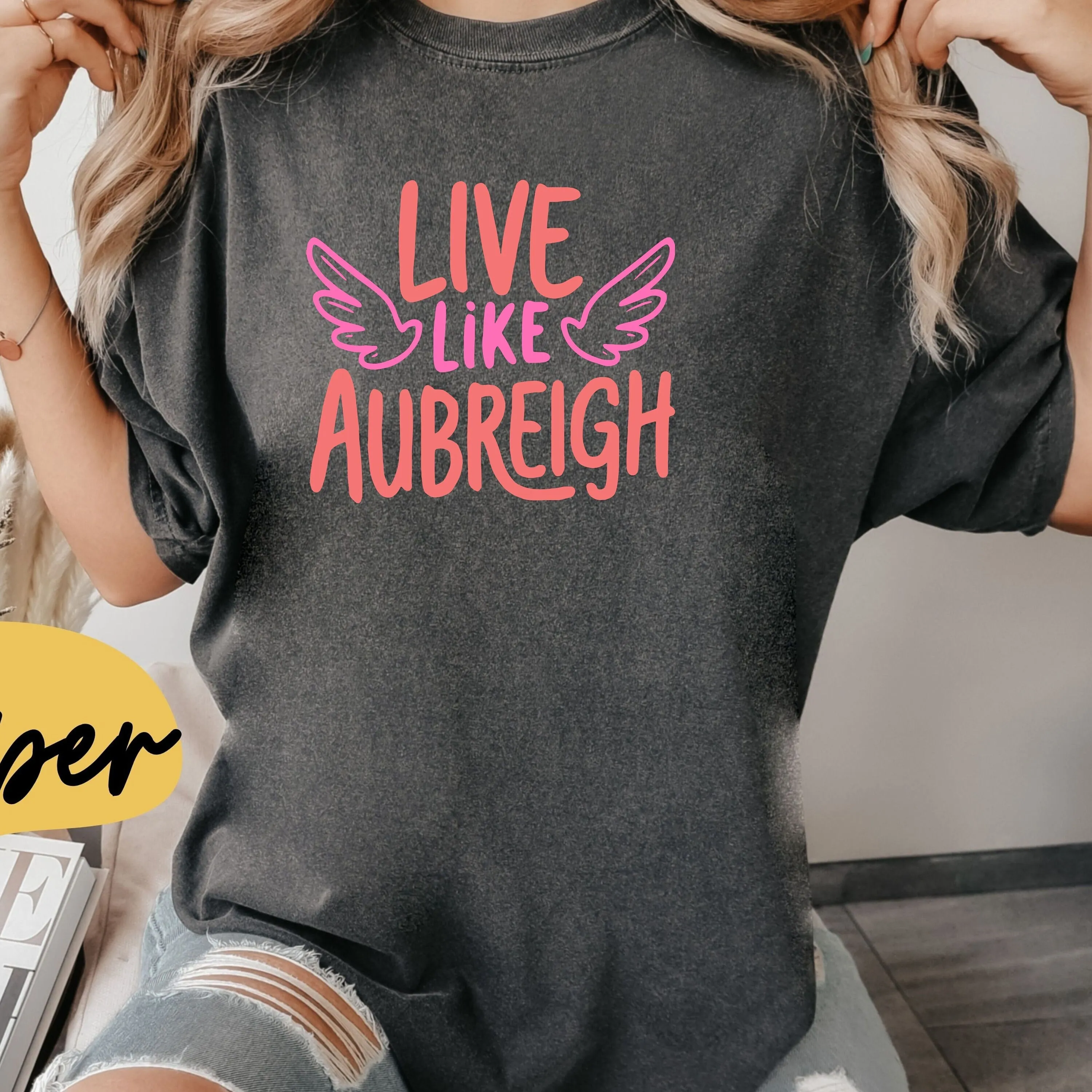 Live Like Aubreigh T Shirt Inspirational Motivational Winged Uplifting Quote Mental Health Feeling Positive