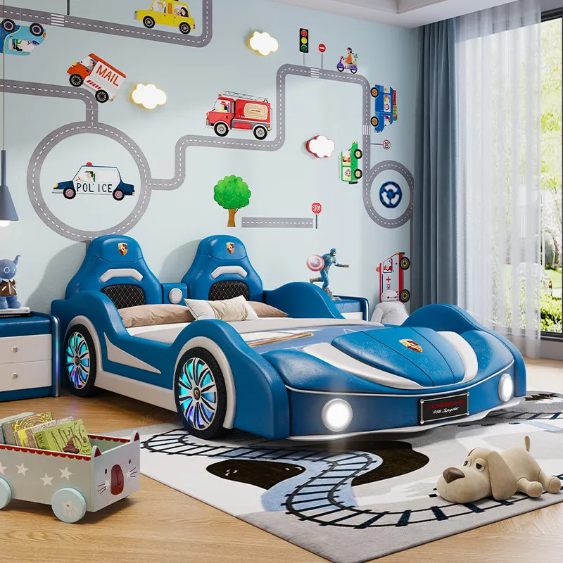 

*The Boy's Is a Modern Style Children's with a Guardrail and a Sports Car Design Modern