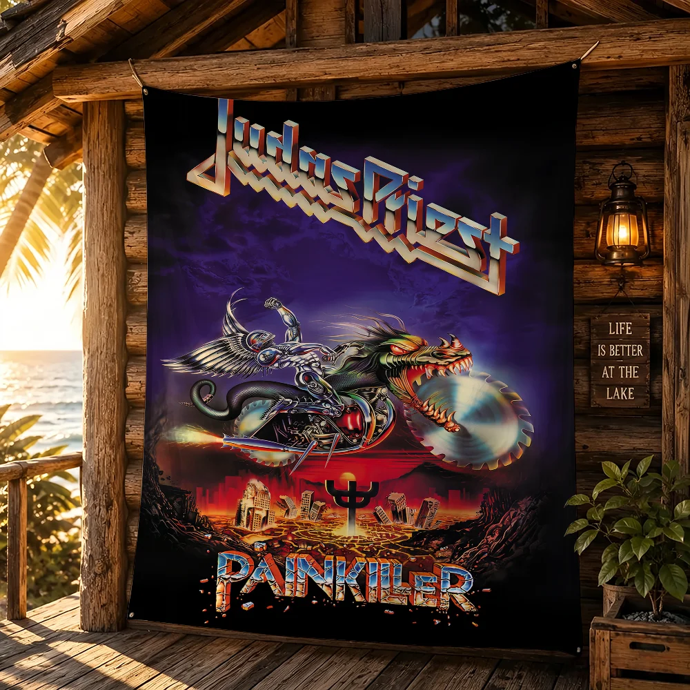 Rock Band J-Judas P-Priest flag Campsite Atmosphere Hanging Banner Outdoor Garage Party Decor Advertising
