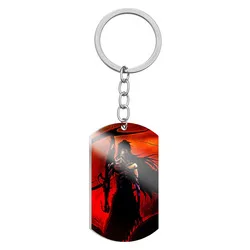 Anime BLEACH Keychain Kurosaki Ichigo Stainless Steel Charm Keyring for Men Women Cosplay Comic Jewelry