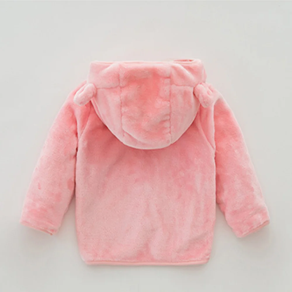 Spring and autumn clothing children\'s hooded teddy bear girl cute ears double-sided plush jacket warm fur sweater jacket