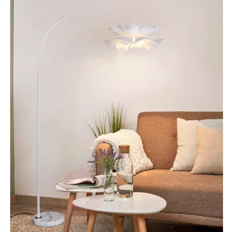 

Simple Petal Large Arc Fishing Led Floor Lamps for Living Room Sofa Side Standing Lamp Bedroom Bedside Lamp Vertical Lights