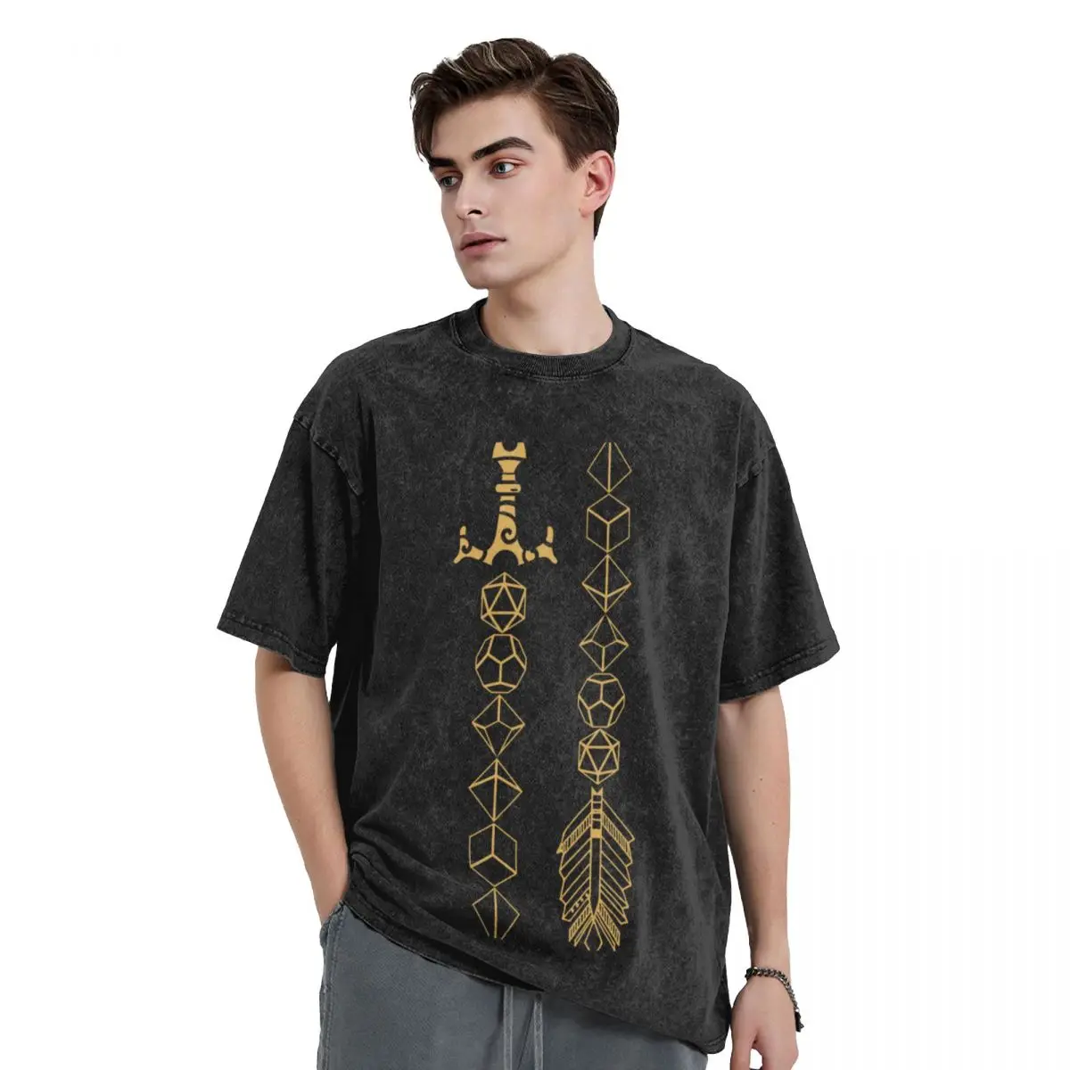 

Polyhedral Dice Set Sword and Arrow Tabletop RPG Gaming T-Shirt shirts graphic tee anime stuff graphics oversized t shirt men