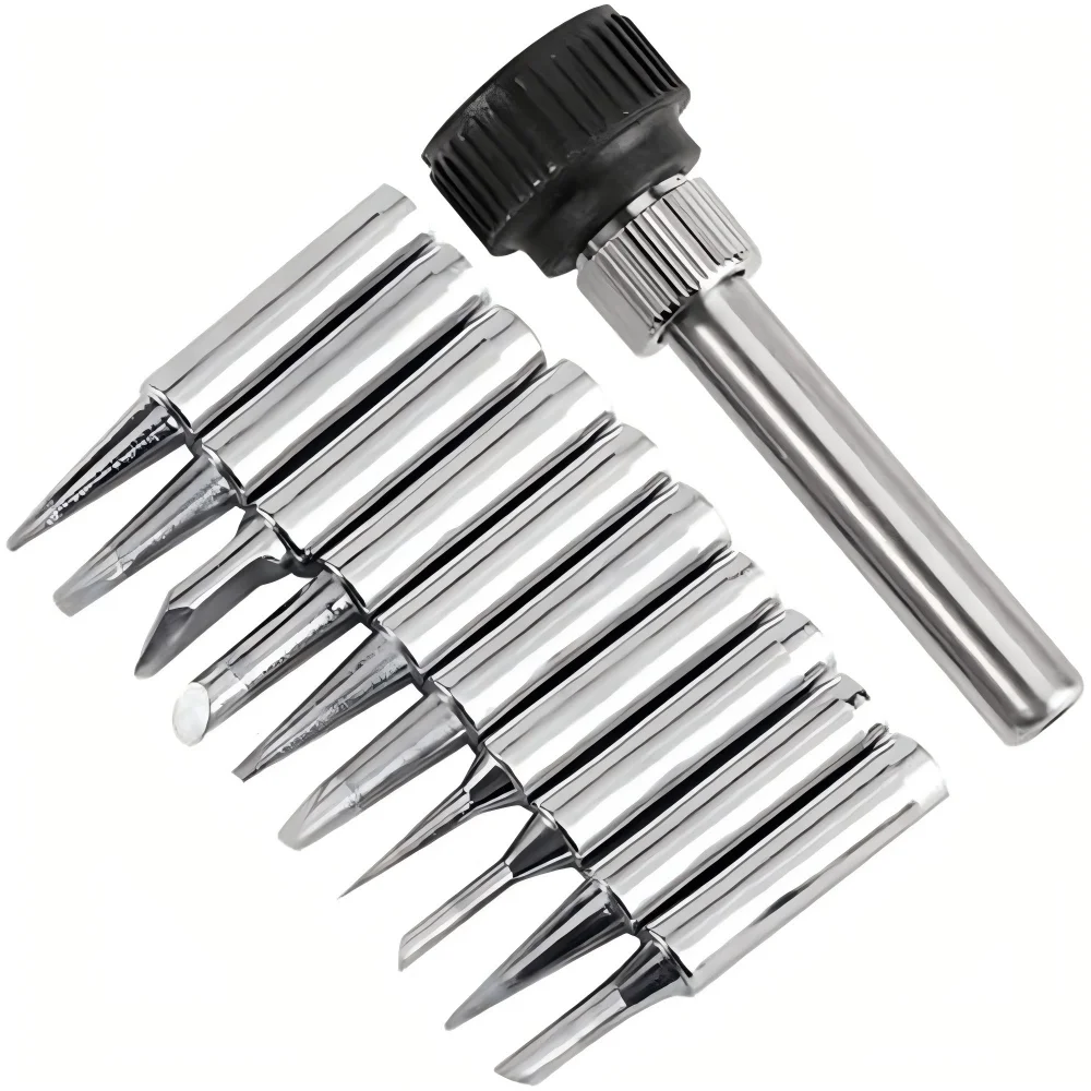 11Pcs 900M Lead-Free Soldering Tips Kit Multi Shapes K/D/C/B/I with Sleeve for 936 937 Station PCB Repair Motorcycle