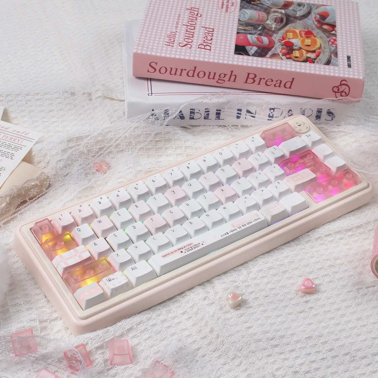 

26 PCS Blue Pink Transparent PC Keycaps Arrow Keys Space Bar 6.25U ESC Enter Custom Keycaps For MX Mechanical Keyboard