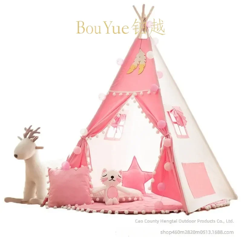 Kids Teepee Tent Indoor Playhouse for Boys Girls Children Castle House Princess Toy Gift Baby Room Decor Cotton Canvas Tipi